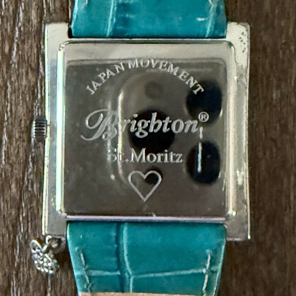 Brighton Turquoise Leather Watch w/Tin & New Battery & Drawstring Jewelry Pouch - Picture 4 of 5